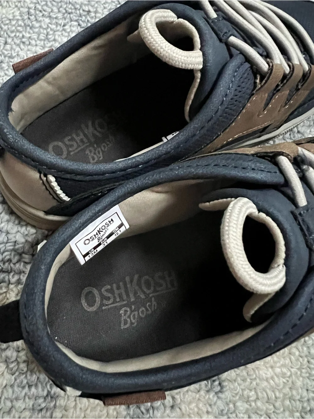 OshKosh B'gosh Navy and Brown Elastic Lace toddler’s Sneakers